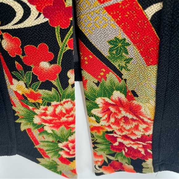 Soft Surroundings Kimono Cardigan Black Floral Trim One Button Closure Boho 2X - Picture 6 of 11